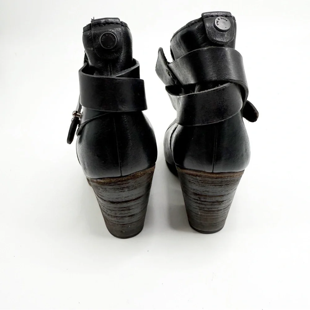 Rag & Bone Harrow Black Leather Boots Bootie, Size 36.5 - Picture 6 of 14